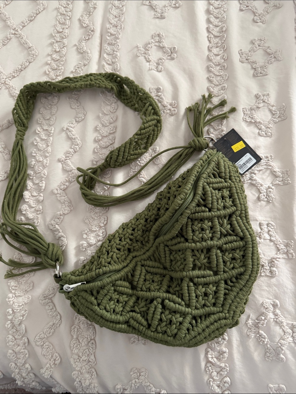 Forever 21 Olive Green Macramé Shoulder Bag